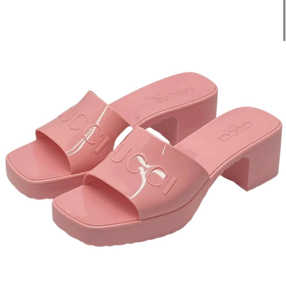 Gucci Pink Logo Mules